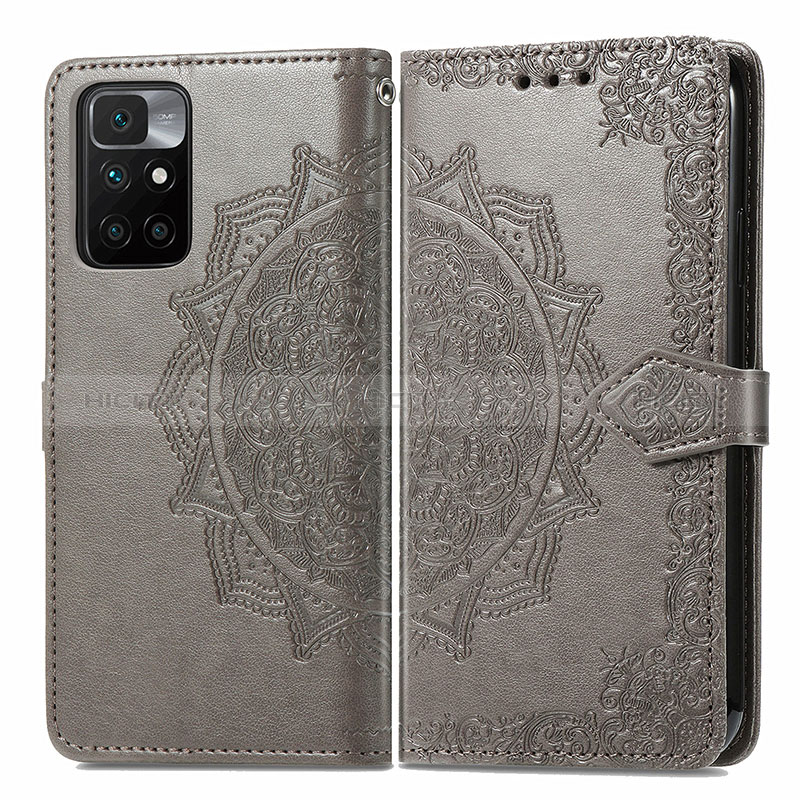 Custodia Portafoglio In Pelle Fantasia Modello Cover con Supporto per Xiaomi Redmi Note 11 4G (2021) Grigio