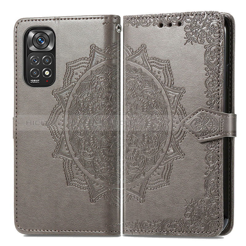 Custodia Portafoglio In Pelle Fantasia Modello Cover con Supporto per Xiaomi Redmi Note 11 Pro 4G Grigio