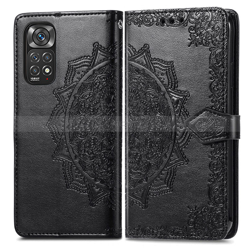 Custodia Portafoglio In Pelle Fantasia Modello Cover con Supporto per Xiaomi Redmi Note 11 Pro 4G Nero