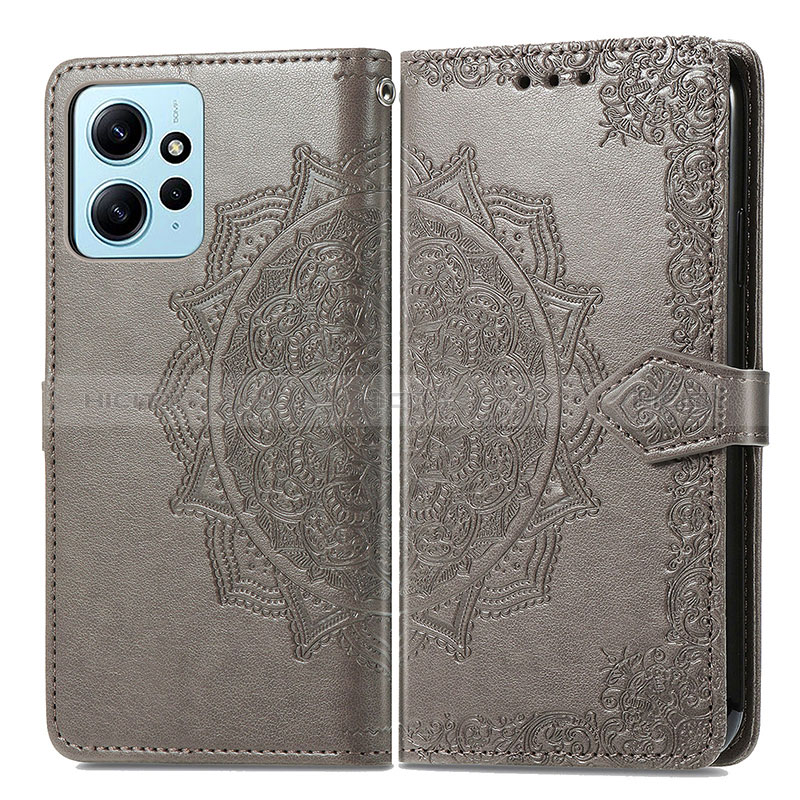 Custodia Portafoglio In Pelle Fantasia Modello Cover con Supporto per Xiaomi Redmi Note 12 4G Grigio