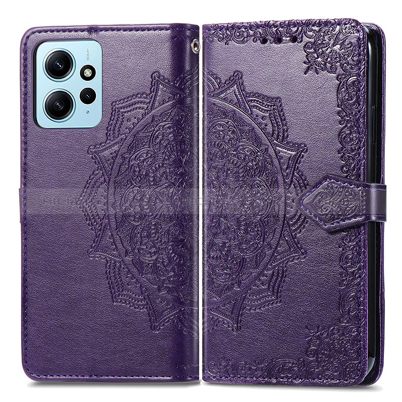 Custodia Portafoglio In Pelle Fantasia Modello Cover con Supporto per Xiaomi Redmi Note 12 4G Viola