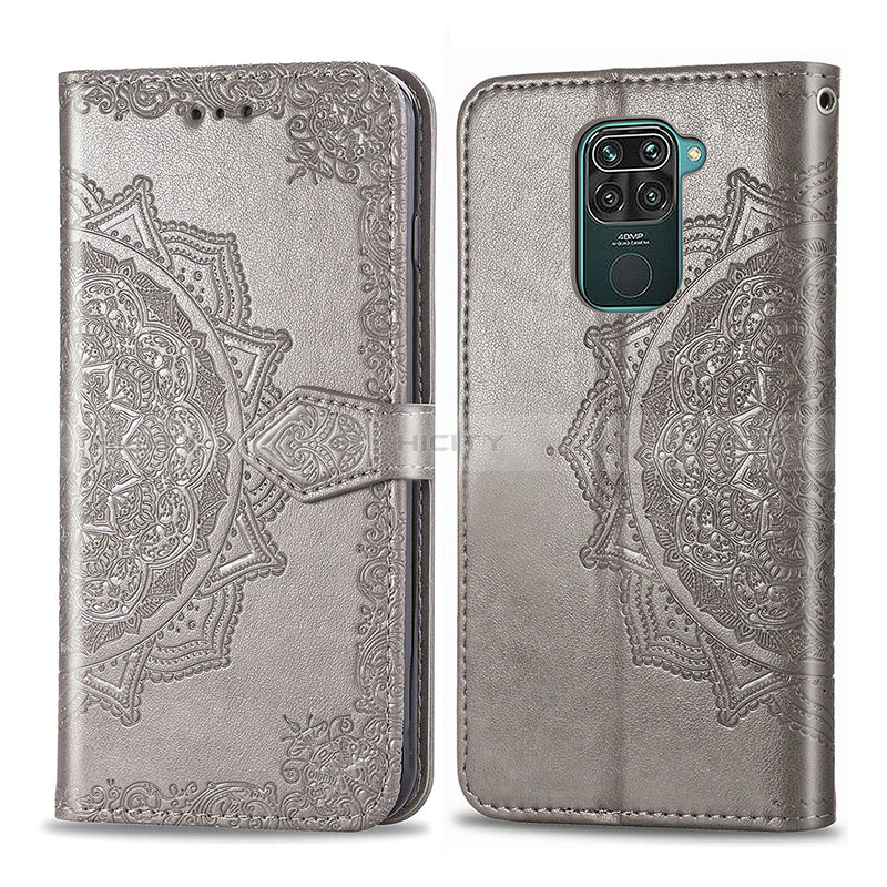 Custodia Portafoglio In Pelle Fantasia Modello Cover con Supporto per Xiaomi Redmi Note 9 Grigio