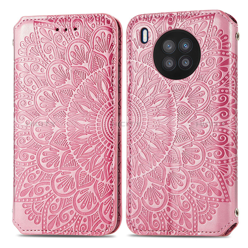 Custodia Portafoglio In Pelle Fantasia Modello Cover con Supporto S01D per Huawei Honor 50 Lite Oro Rosa