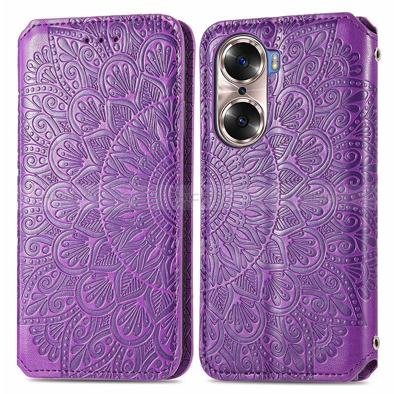 Custodia Portafoglio In Pelle Fantasia Modello Cover con Supporto S01D per Huawei Honor 60 Pro 5G Viola