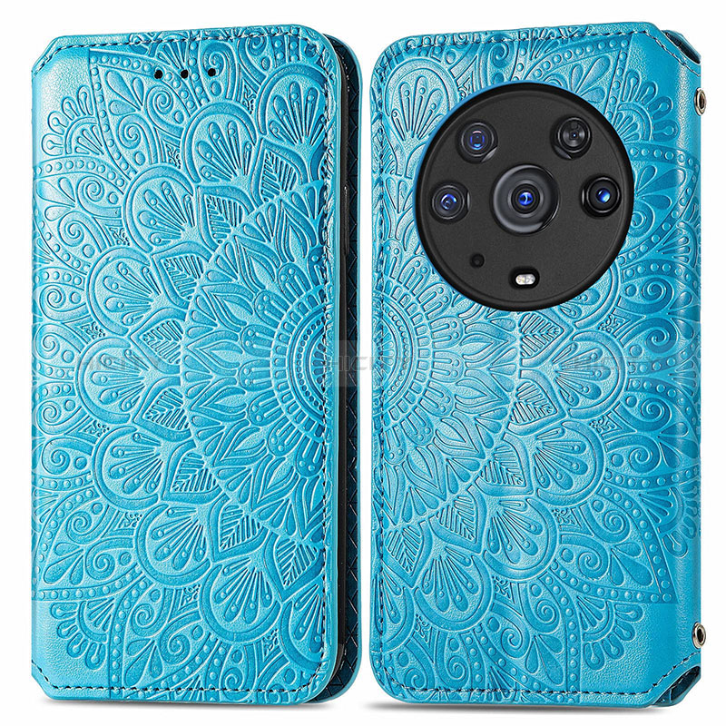 Custodia Portafoglio In Pelle Fantasia Modello Cover con Supporto S01D per Huawei Honor Magic3 Pro 5G Blu