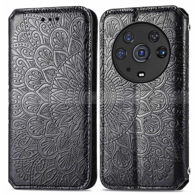 Custodia Portafoglio In Pelle Fantasia Modello Cover con Supporto S01D per Huawei Honor Magic3 Pro 5G Nero