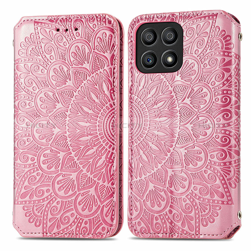 Custodia Portafoglio In Pelle Fantasia Modello Cover con Supporto S01D per Huawei Honor X30i Oro Rosa