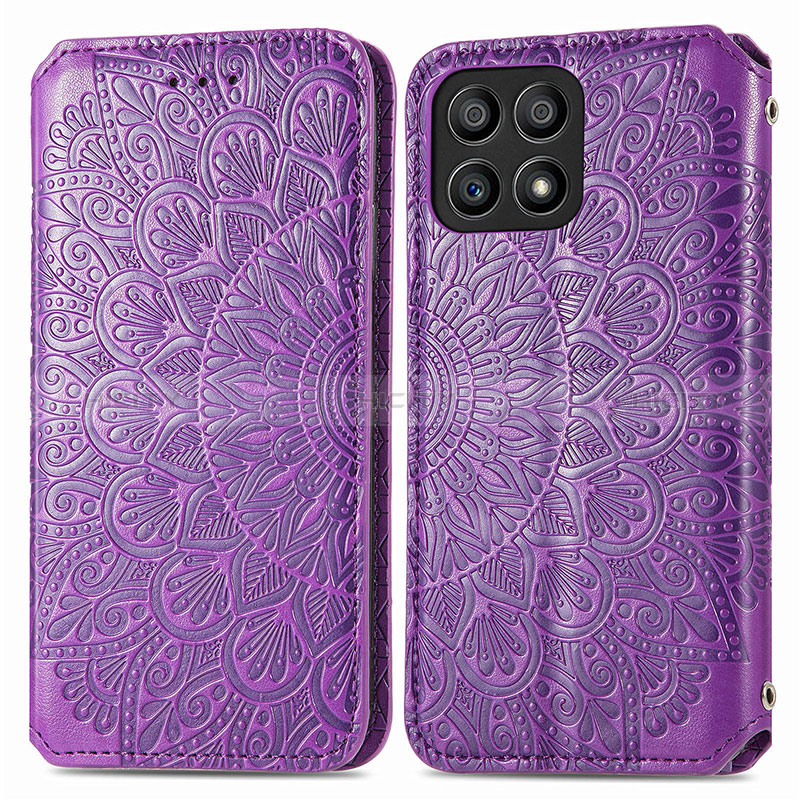 Custodia Portafoglio In Pelle Fantasia Modello Cover con Supporto S01D per Huawei Honor X30i Viola