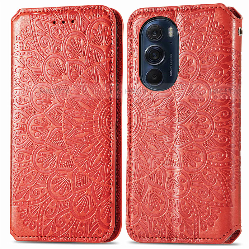 Custodia Portafoglio In Pelle Fantasia Modello Cover con Supporto S01D per Motorola Moto Edge Plus (2022) 5G Rosso