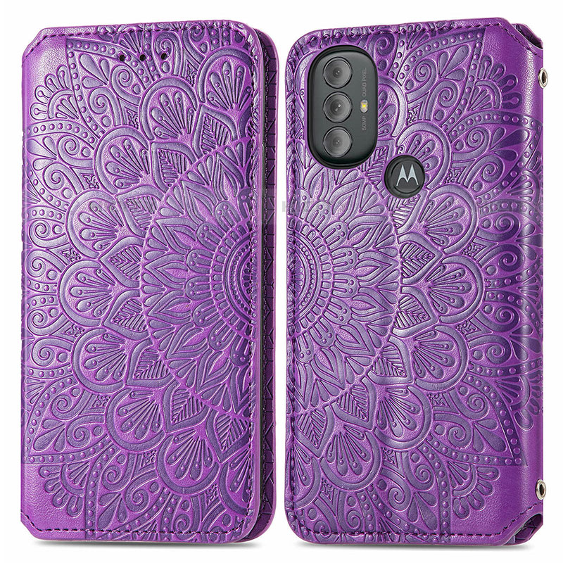 Custodia Portafoglio In Pelle Fantasia Modello Cover con Supporto S01D per Motorola Moto G Play Gen 2 Viola