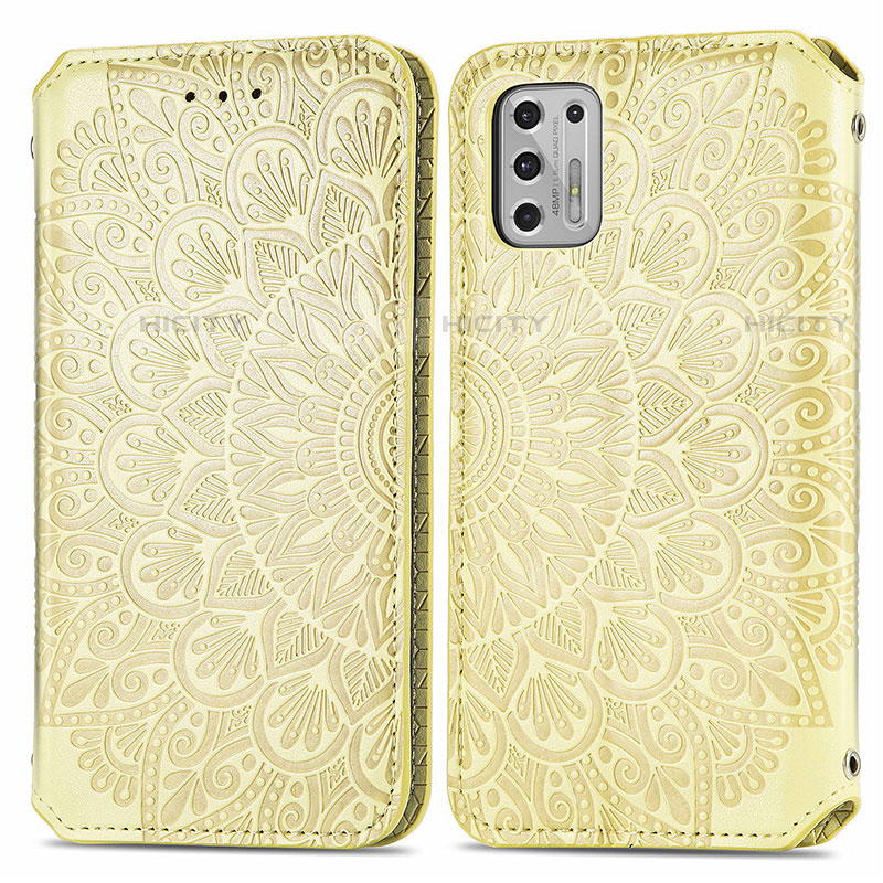 Custodia Portafoglio In Pelle Fantasia Modello Cover con Supporto S01D per Motorola Moto G Stylus (2021) Oro