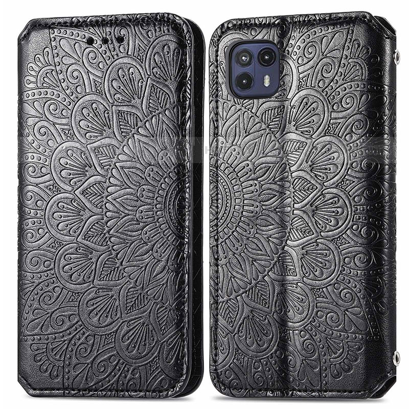 Custodia Portafoglio In Pelle Fantasia Modello Cover con Supporto S01D per Motorola Moto G50 5G Nero