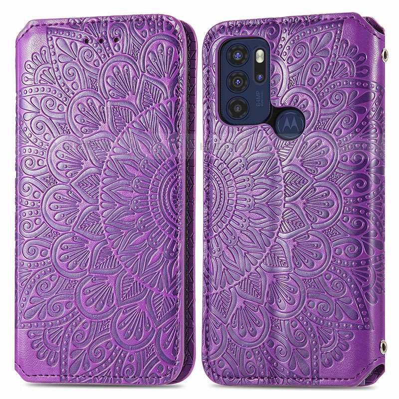 Custodia Portafoglio In Pelle Fantasia Modello Cover con Supporto S01D per Motorola Moto G60s