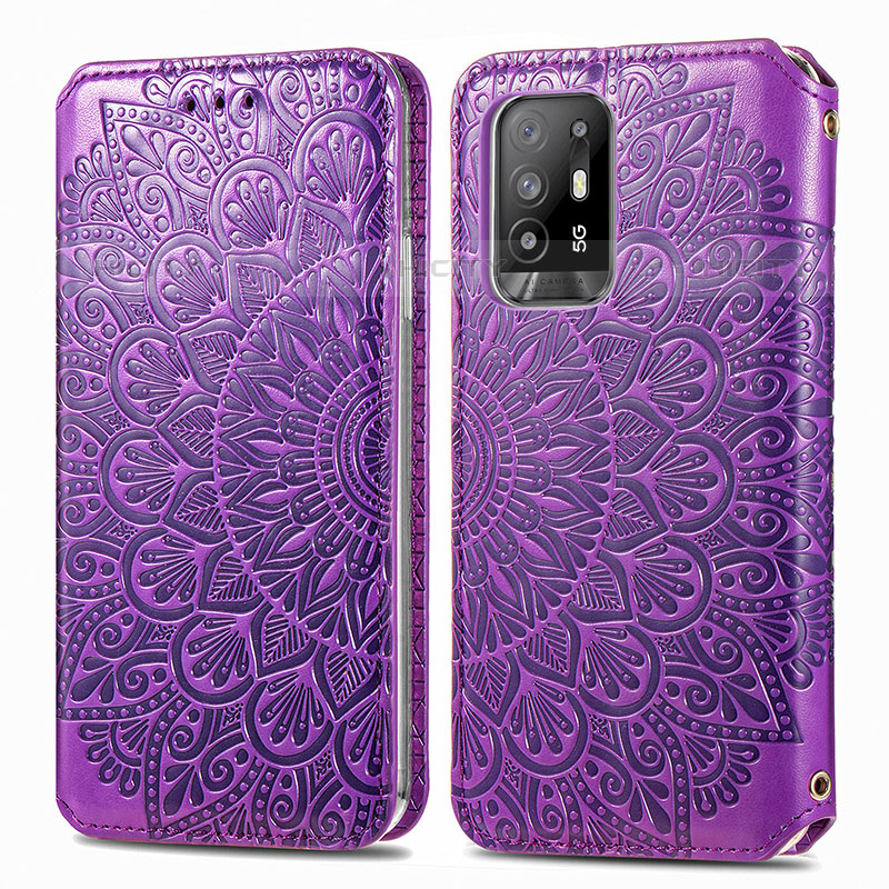 Custodia Portafoglio In Pelle Fantasia Modello Cover con Supporto S01D per Oppo A94 5G Viola