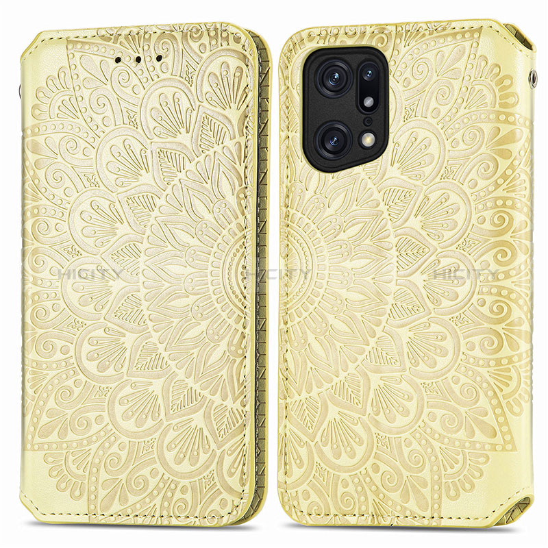 Custodia Portafoglio In Pelle Fantasia Modello Cover con Supporto S01D per Oppo Find X5 5G