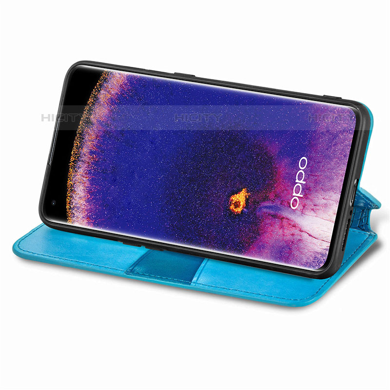 Custodia Portafoglio In Pelle Fantasia Modello Cover con Supporto S01D per Oppo Find X5 Pro 5G