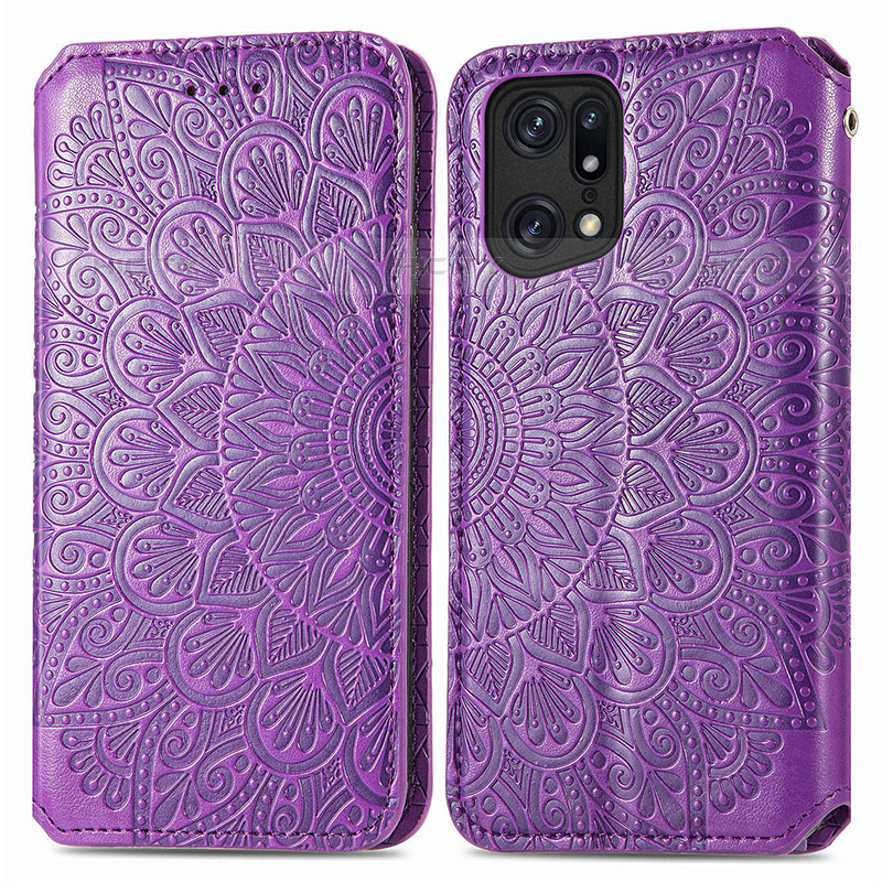 Custodia Portafoglio In Pelle Fantasia Modello Cover con Supporto S01D per Oppo Find X5 Pro 5G