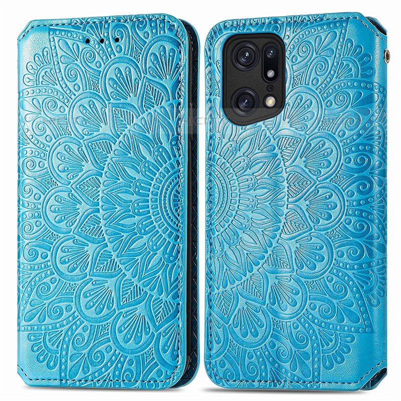 Custodia Portafoglio In Pelle Fantasia Modello Cover con Supporto S01D per Oppo Find X5 Pro 5G