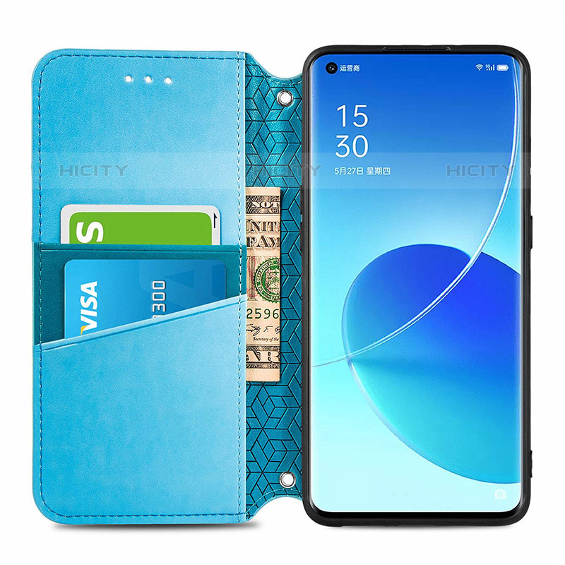 Custodia Portafoglio In Pelle Fantasia Modello Cover con Supporto S01D per Oppo Reno6 Pro+ Plus 5G