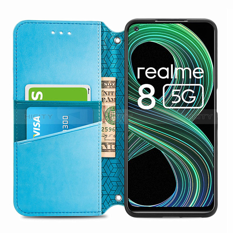 Custodia Portafoglio In Pelle Fantasia Modello Cover con Supporto S01D per Realme 9 5G India