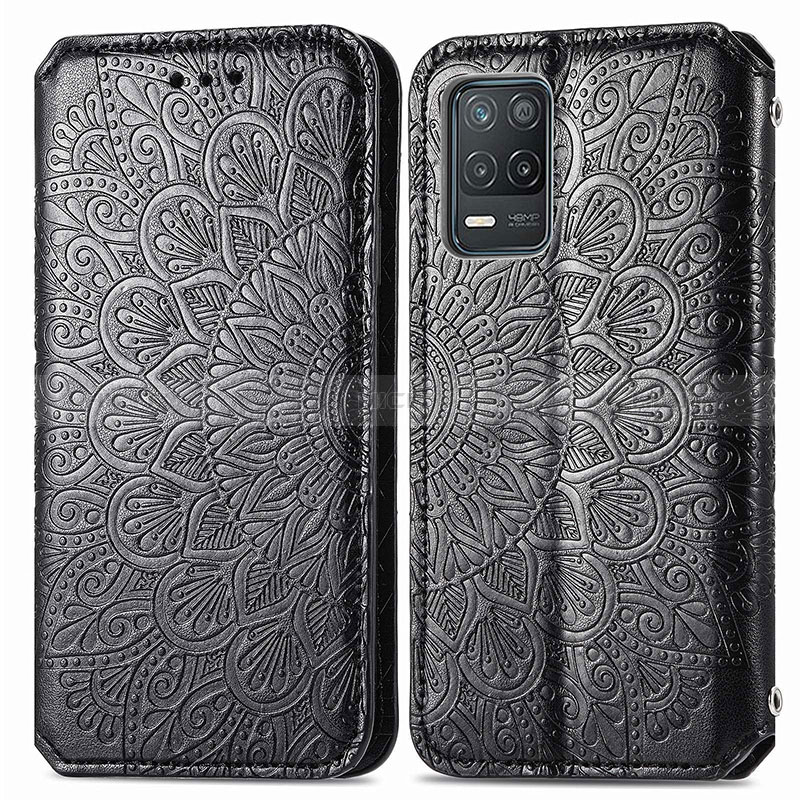 Custodia Portafoglio In Pelle Fantasia Modello Cover con Supporto S01D per Realme 9 5G India Nero