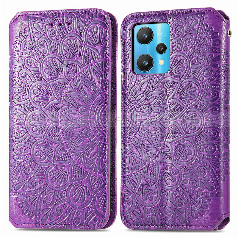 Custodia Portafoglio In Pelle Fantasia Modello Cover con Supporto S01D per Realme 9 5G Viola