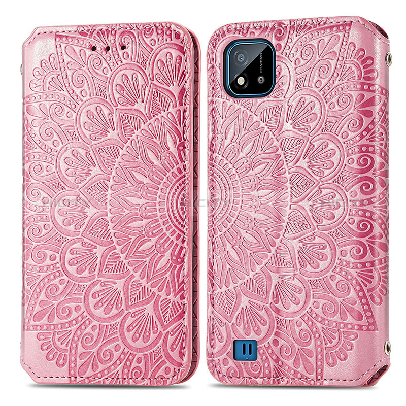 Custodia Portafoglio In Pelle Fantasia Modello Cover con Supporto S01D per Realme C11 (2021) Oro Rosa