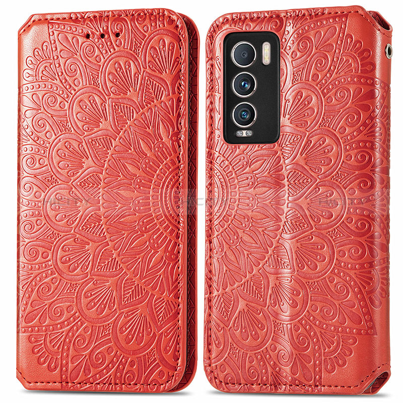 Custodia Portafoglio In Pelle Fantasia Modello Cover con Supporto S01D per Realme GT Master Explorer 5G Rosso