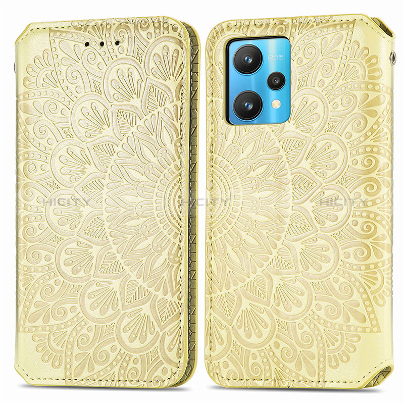 Custodia Portafoglio In Pelle Fantasia Modello Cover con Supporto S01D per Realme Narzo 50 Pro 5G Oro