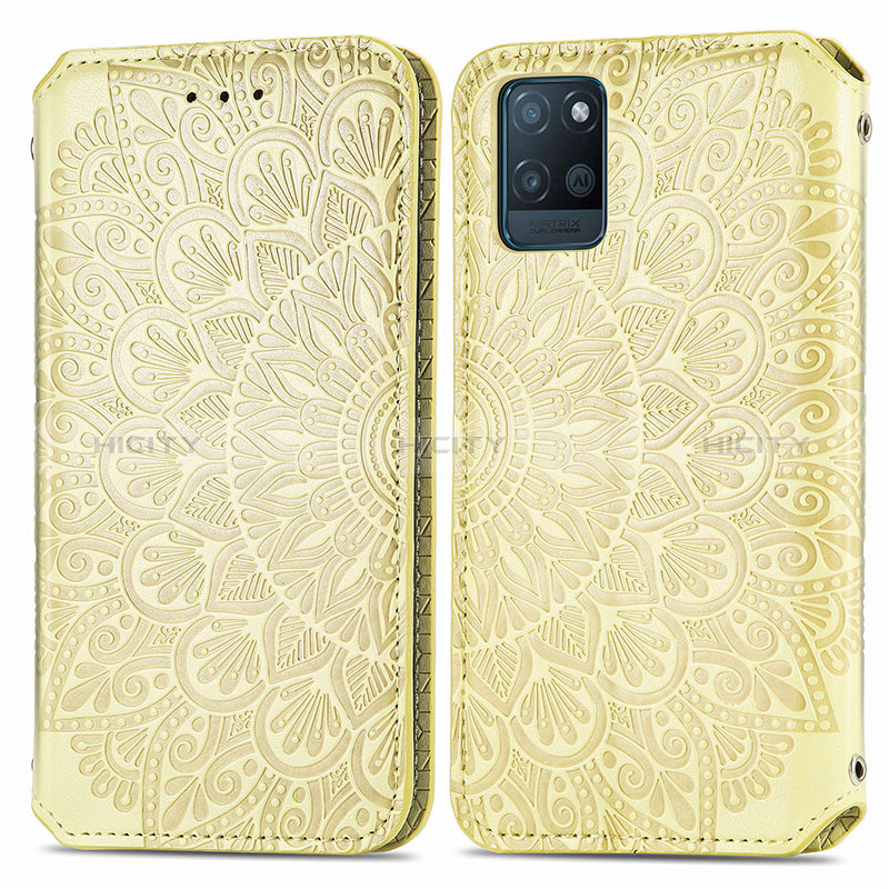 Custodia Portafoglio In Pelle Fantasia Modello Cover con Supporto S01D per Realme V11 5G Oro