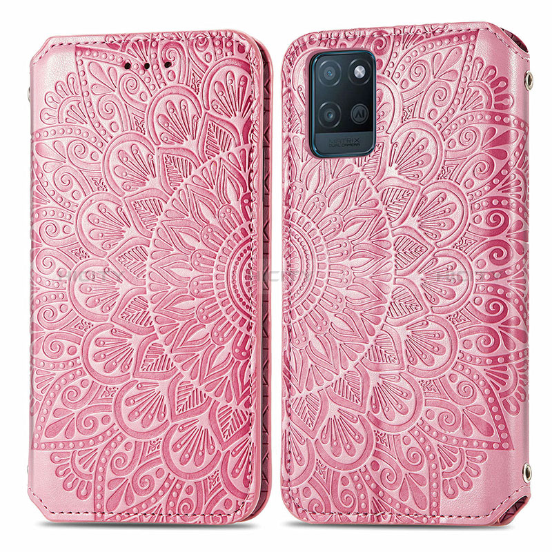 Custodia Portafoglio In Pelle Fantasia Modello Cover con Supporto S01D per Realme V11 5G Oro Rosa