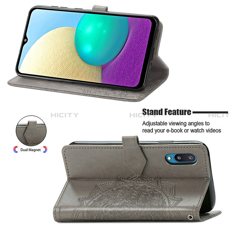 Custodia Portafoglio In Pelle Fantasia Modello Cover con Supporto S01D per Samsung Galaxy A02