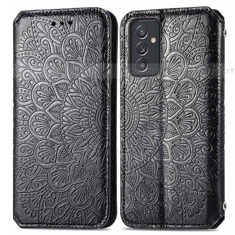 Custodia Portafoglio In Pelle Fantasia Modello Cover con Supporto S01D per Samsung Galaxy A05s Nero