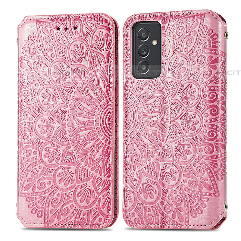 Custodia Portafoglio In Pelle Fantasia Modello Cover con Supporto S01D per Samsung Galaxy A05s Oro Rosa