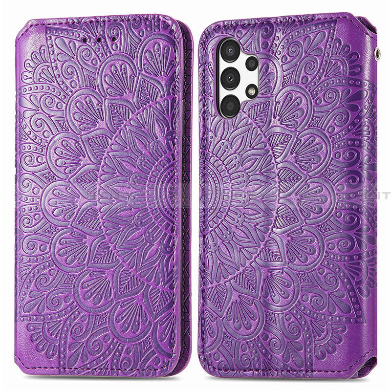 Custodia Portafoglio In Pelle Fantasia Modello Cover con Supporto S01D per Samsung Galaxy A13 4G Viola