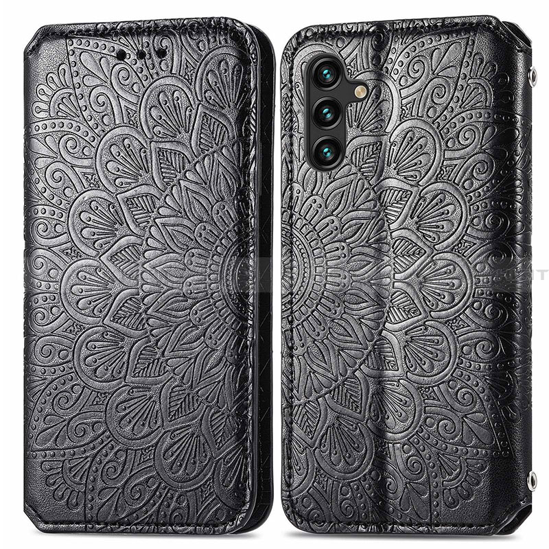 Custodia Portafoglio In Pelle Fantasia Modello Cover con Supporto S01D per Samsung Galaxy A13 5G Nero