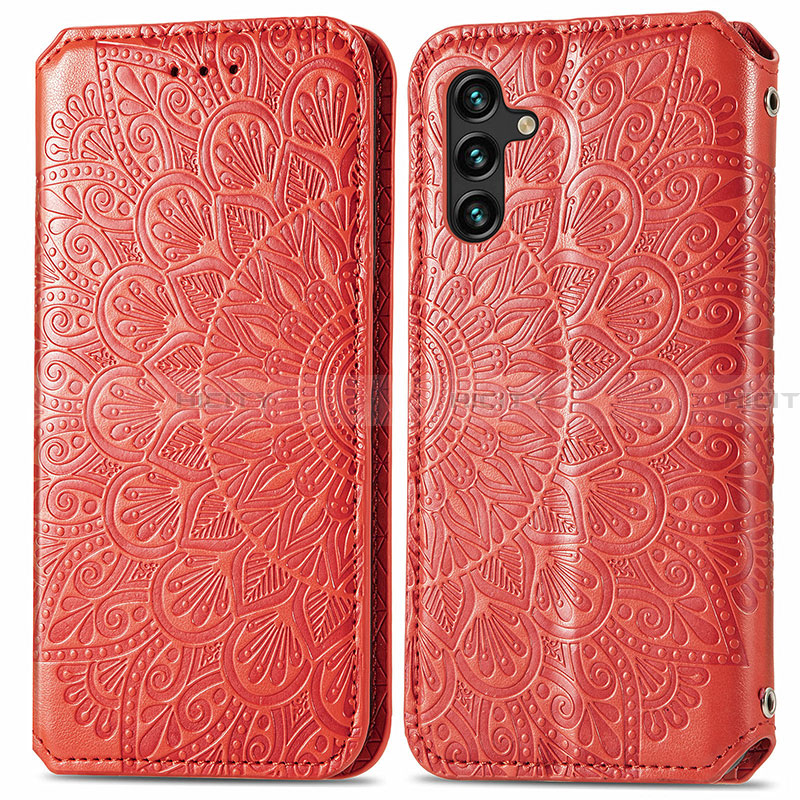 Custodia Portafoglio In Pelle Fantasia Modello Cover con Supporto S01D per Samsung Galaxy A13 5G Rosso