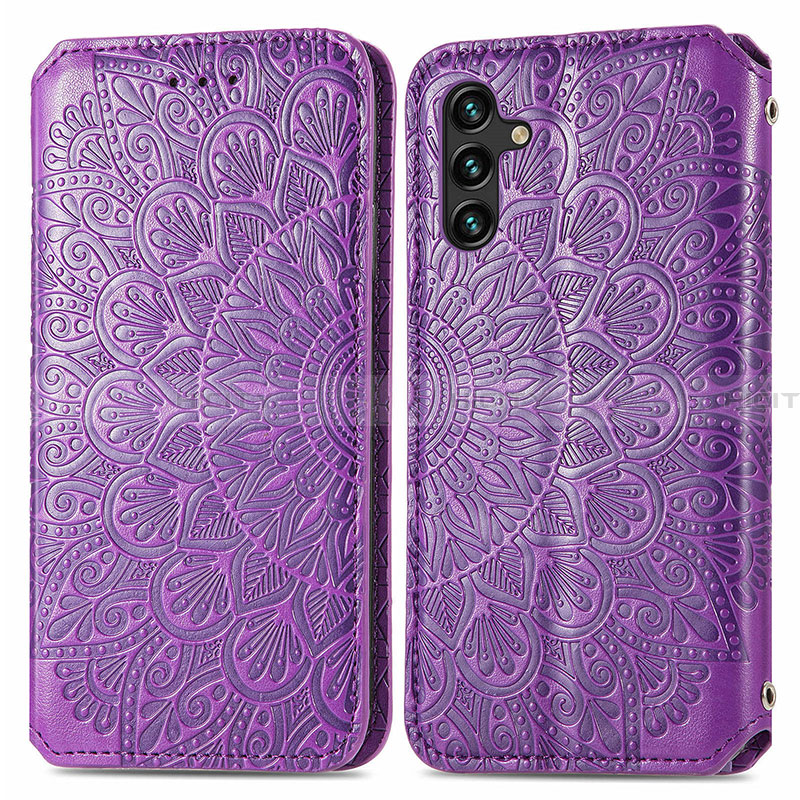 Custodia Portafoglio In Pelle Fantasia Modello Cover con Supporto S01D per Samsung Galaxy A13 5G Viola