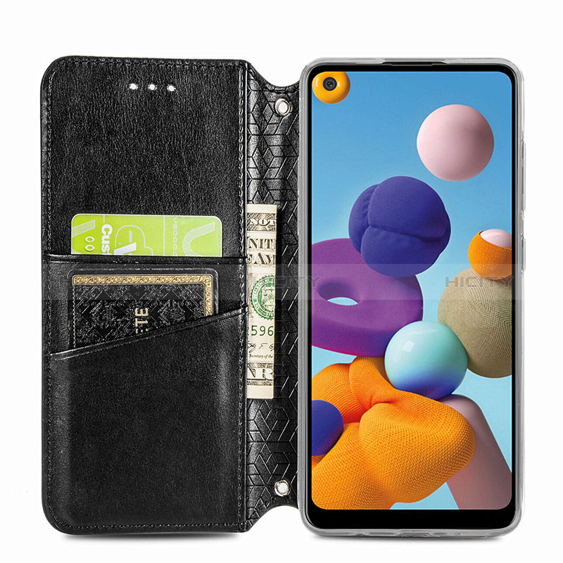 Custodia Portafoglio In Pelle Fantasia Modello Cover con Supporto S01D per Samsung Galaxy A21