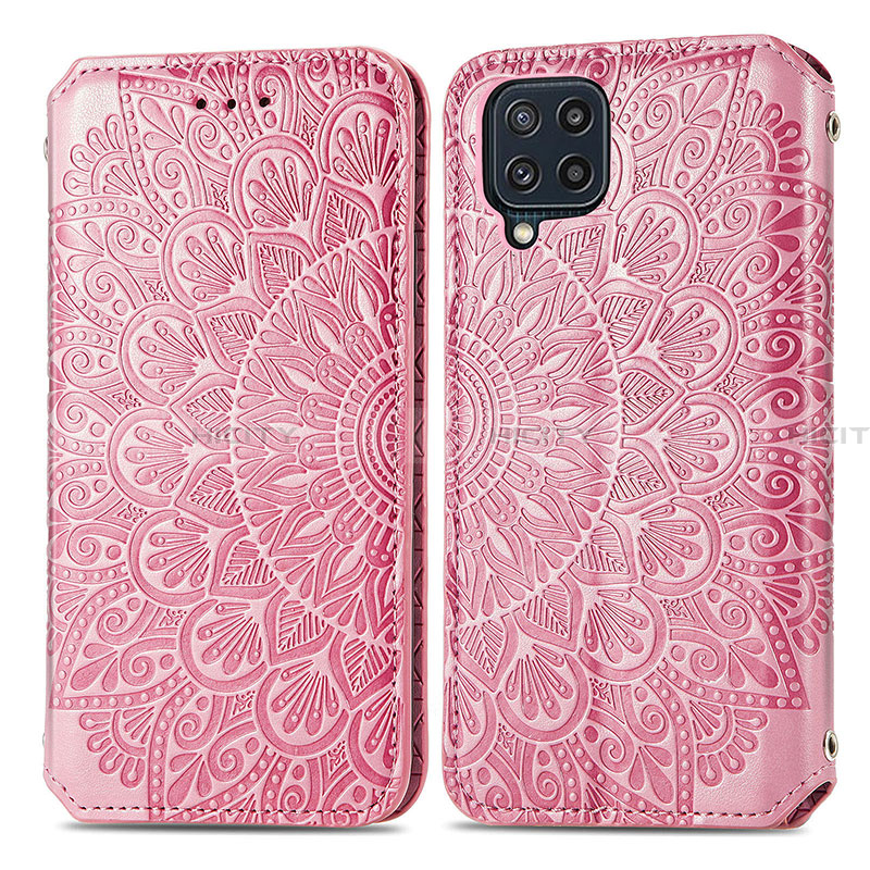 Custodia Portafoglio In Pelle Fantasia Modello Cover con Supporto S01D per Samsung Galaxy A22 4G Oro Rosa