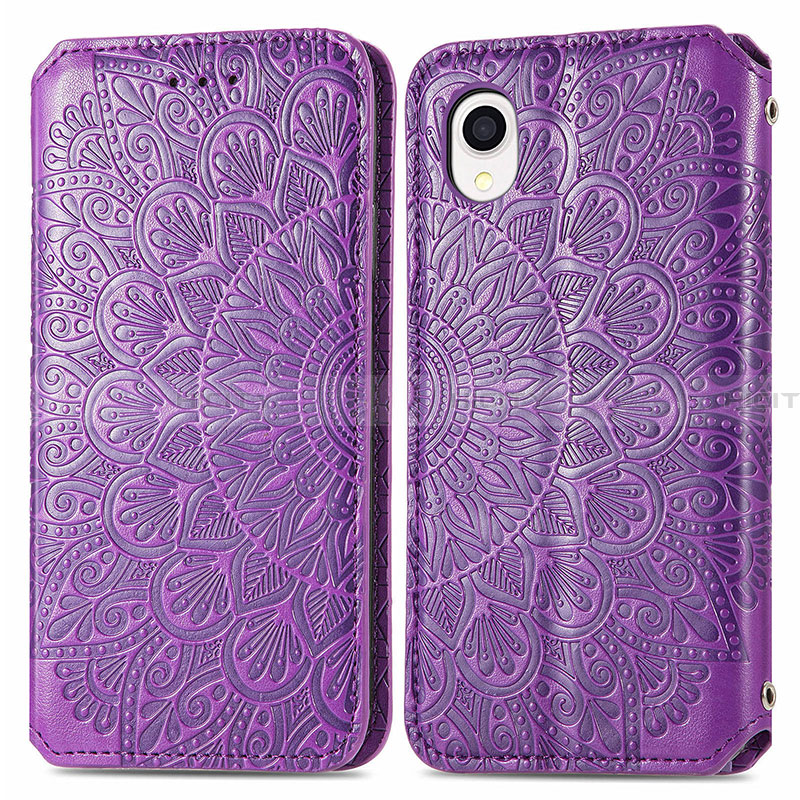 Custodia Portafoglio In Pelle Fantasia Modello Cover con Supporto S01D per Samsung Galaxy A22 5G SC-56B Viola