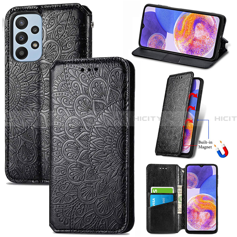 Custodia Portafoglio In Pelle Fantasia Modello Cover con Supporto S01D per Samsung Galaxy A23 4G