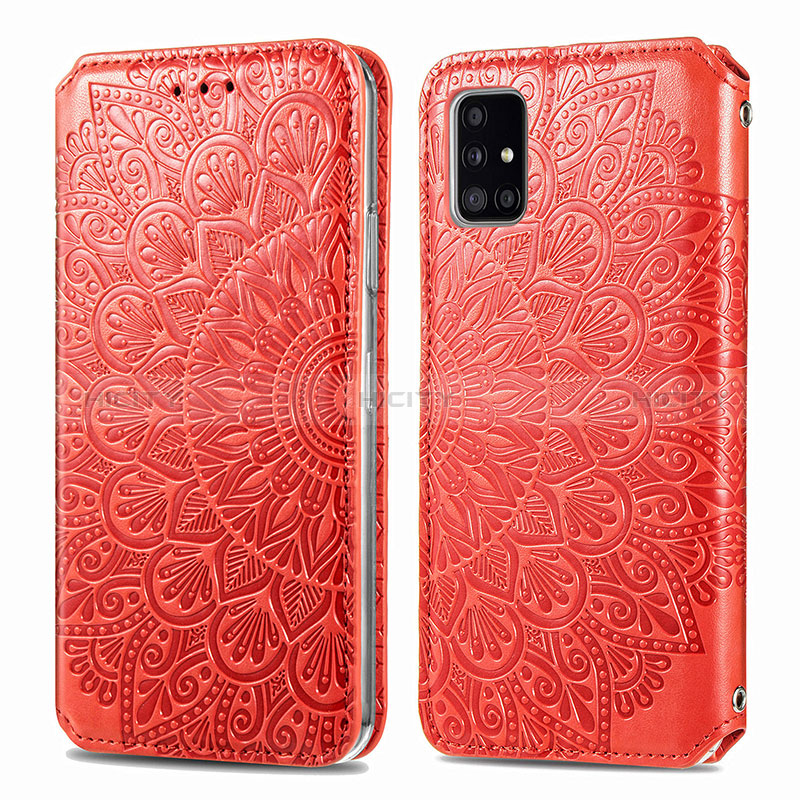 Custodia Portafoglio In Pelle Fantasia Modello Cover con Supporto S01D per Samsung Galaxy A51 4G Rosso