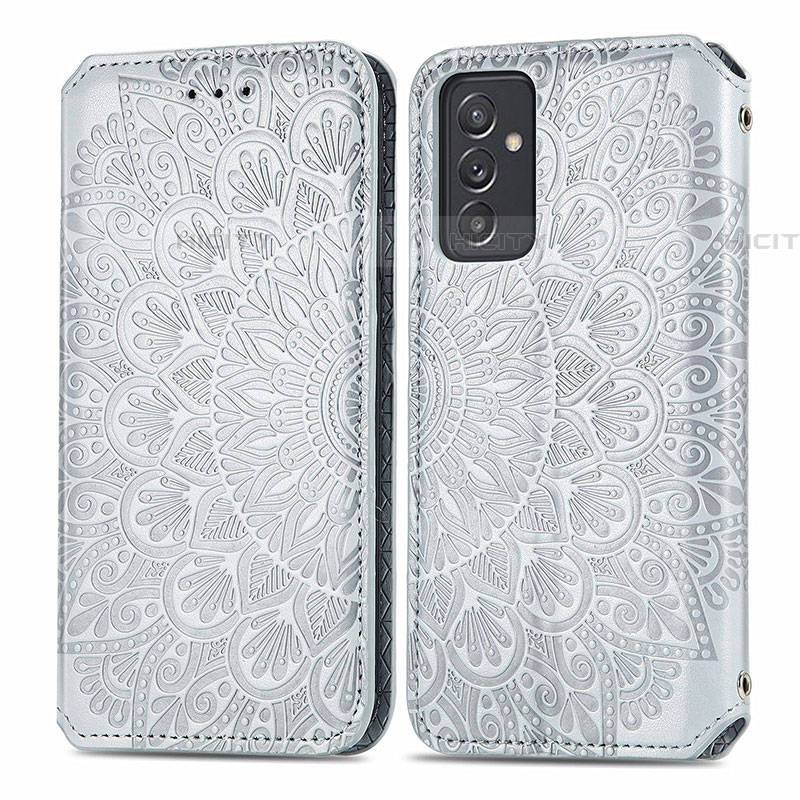 Custodia Portafoglio In Pelle Fantasia Modello Cover con Supporto S01D per Samsung Galaxy A82 5G Argento