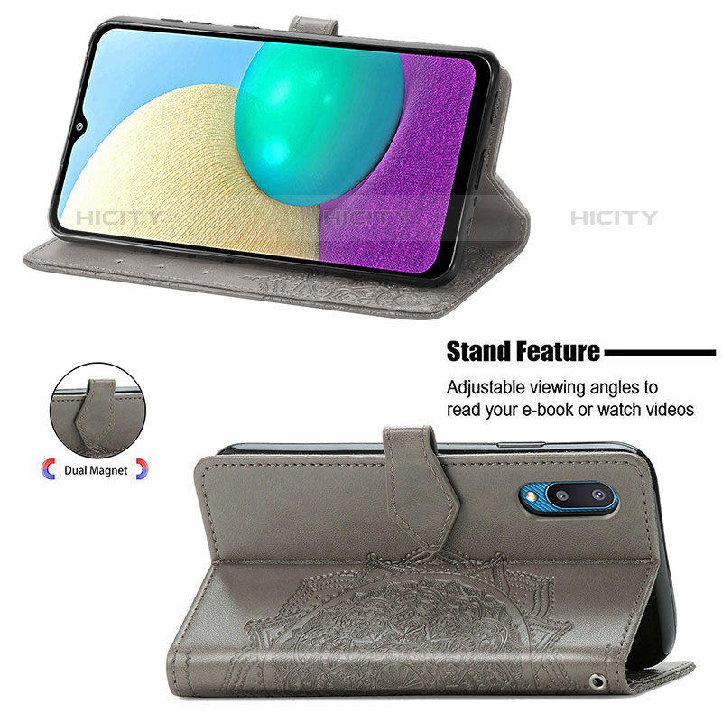 Custodia Portafoglio In Pelle Fantasia Modello Cover con Supporto S01D per Samsung Galaxy M02