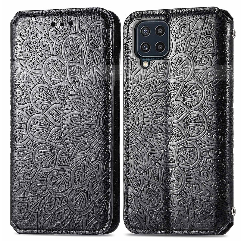 Custodia Portafoglio In Pelle Fantasia Modello Cover con Supporto S01D per Samsung Galaxy M32 4G Nero