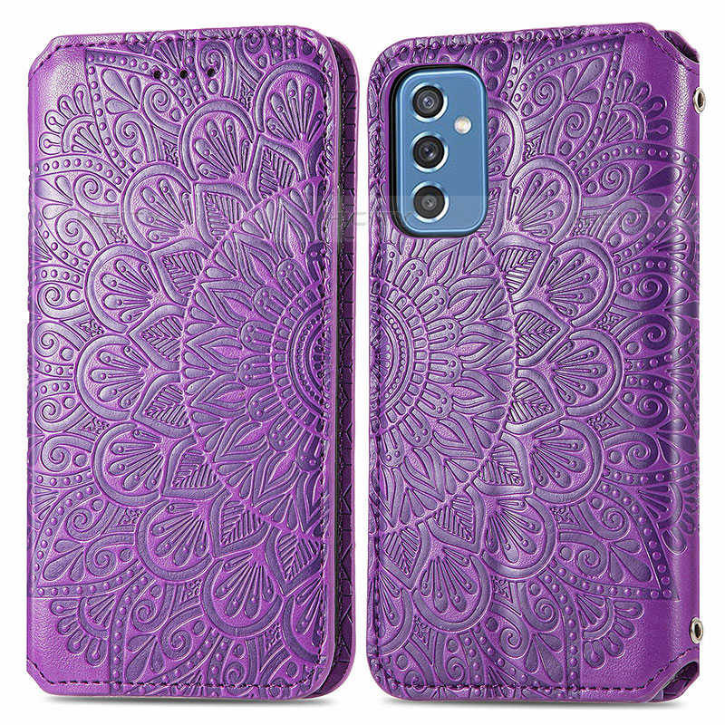 Custodia Portafoglio In Pelle Fantasia Modello Cover con Supporto S01D per Samsung Galaxy M52 5G Viola