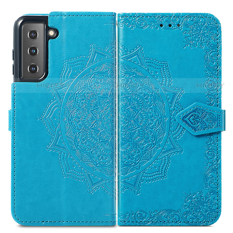 Custodia Portafoglio In Pelle Fantasia Modello Cover con Supporto S01D per Samsung Galaxy S22 Plus 5G Blu