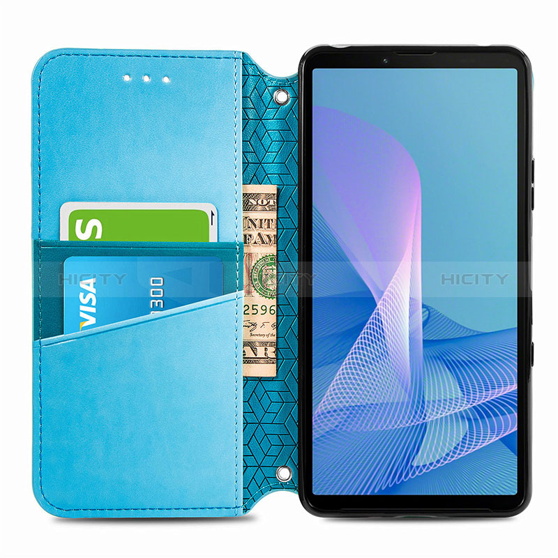 Custodia Portafoglio In Pelle Fantasia Modello Cover con Supporto S01D per Sony Xperia 10 III