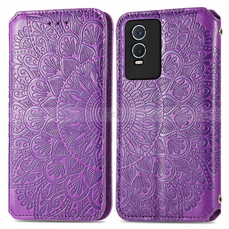 Custodia Portafoglio In Pelle Fantasia Modello Cover con Supporto S01D per Vivo Y76s 5G